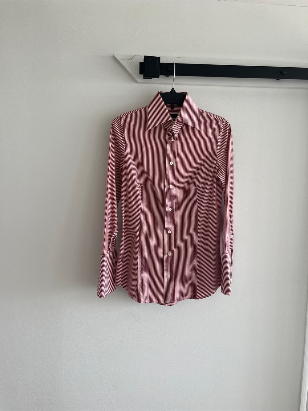 DSQUARED2 Women's Red and White Pinstripe Button-Down Shirt